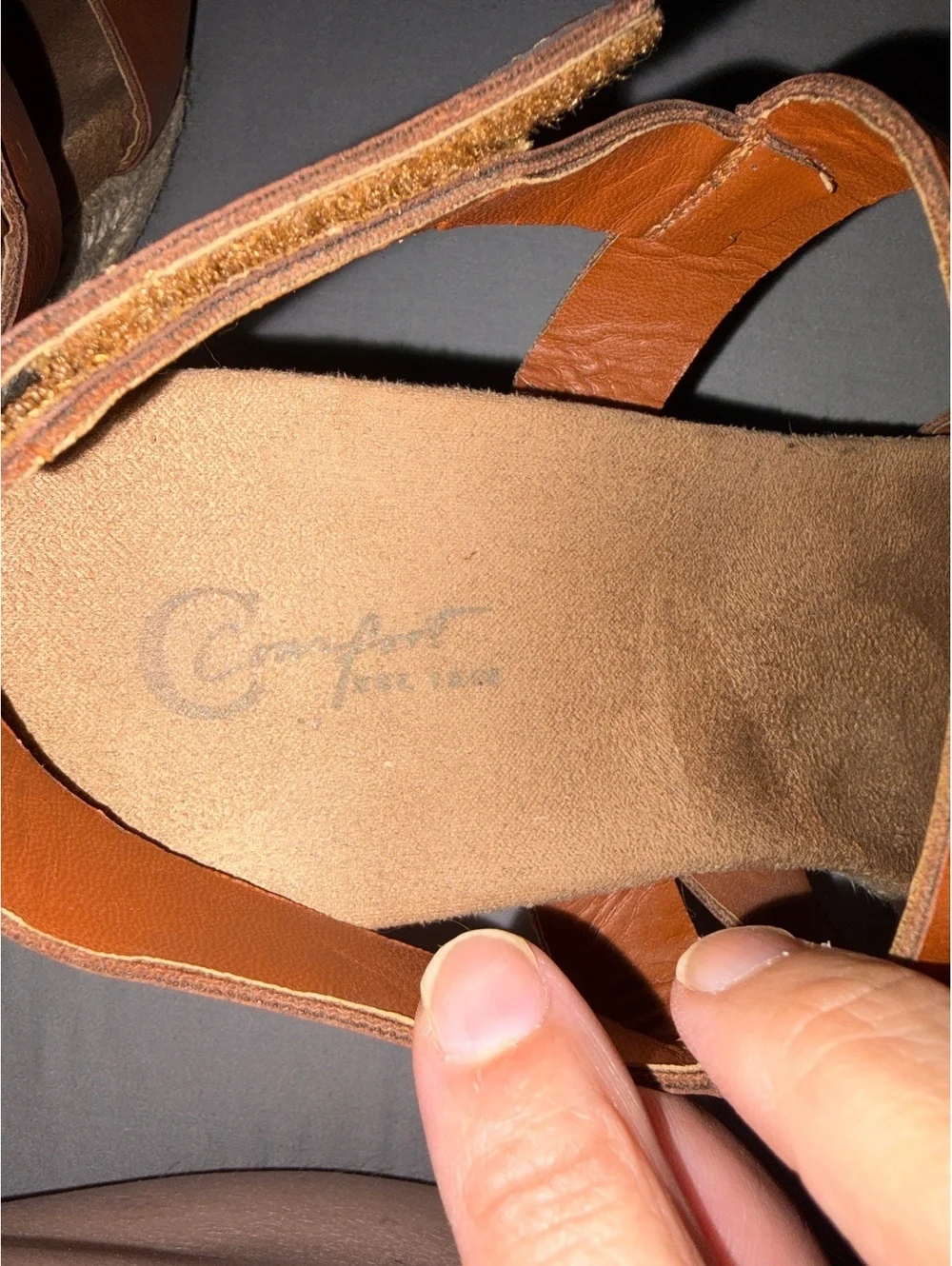 Comfort Plus Brown Leather Wedge Sandals Size 10